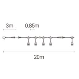 4lite Festoon 20m Outdoor LED IP44 Lighting 40W 165lm Screwfix