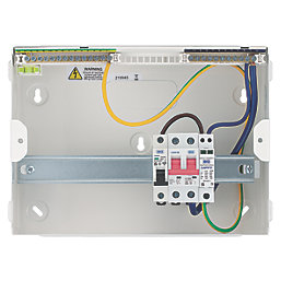 British General Fortress 12-Module 8-Way Part-Populated  Main Switch Consumer Unit with SPD