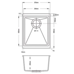 Carysil EN340-WH 1 Bowl Granite Composite Kitchen Sink White 370mm x 460mm