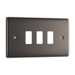 British General Nexus Grid 3-Module Grid Faceplate Black Nickel