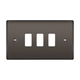 British General Nexus Grid 3-Module Grid Faceplate Black Nickel