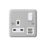 MK Contoura 13A 1-Gang DP Switched Socket + 2A 10.5W 2-Outlet Type A USB Charger Grey with White Inserts