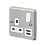 MK Contoura 13A 1-Gang DP Switched Socket + 2A 10.5W 2-Outlet Type A USB Charger Grey with White Inserts