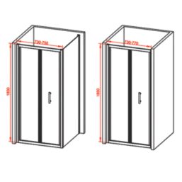 Framed Rectangular Bi-Fold Shower Door Polished Silver 760mm x 1850mm