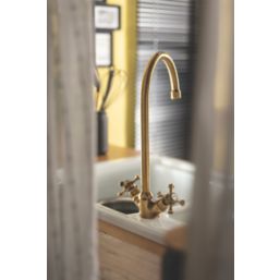 Abode Burford Mono Kitchen Sink Mixer Antique Brass