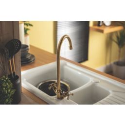 Abode Burford Mono Kitchen Sink Mixer Antique Brass