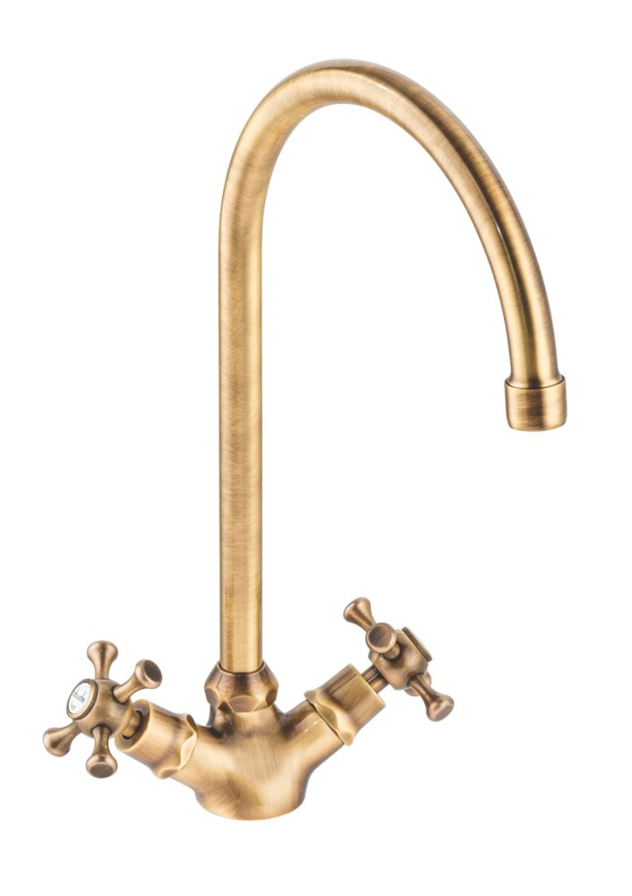 Abode Burford Mono Kitchen Sink Mixer Antique Brass