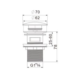 ETAL Slotted Ceramic Push Button Basin Waste White 70mm