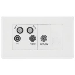 British General 800 Series 2-Gang Quadruplex TV Socket White