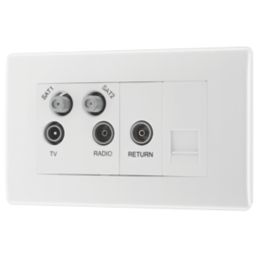 British General 800 Series 2-Gang Quadruplex TV Socket White