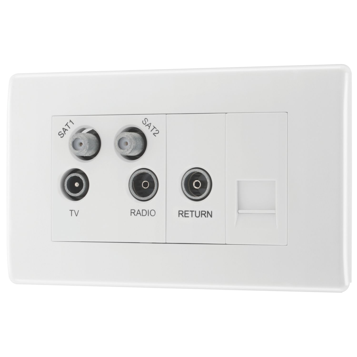 British General 800 Series 2-Gang Quadruplex TV Socket White (719XF)