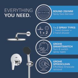 Grohe Start Edge HP Rear-Fed Concealed Chrome  Shower System