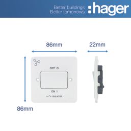 Hager Sollysta WMPS3PIF 10A 1-Gang 2P+E Fan Isolator Switch White