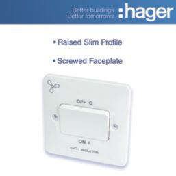 Hager Sollysta WMPS3PIF 10A 1-Gang 2P+E Fan Isolator Switch White