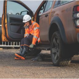 Muck Boots Grit S5 Size 6 Womens Black/Orange   Safety Wellies