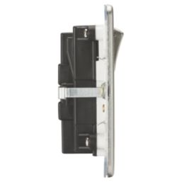 Knightsbridge  13A 2-Gang DP Switched Socket + 3.25A 65W 2-Outlet Type C USB Charger Brushed Chrome with White Inserts