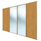 Spacepro Classic 4-Door Sliding Wardrobe Door Kit Oak Frame Oak / Mirror Panel 2978mm x 2260mm