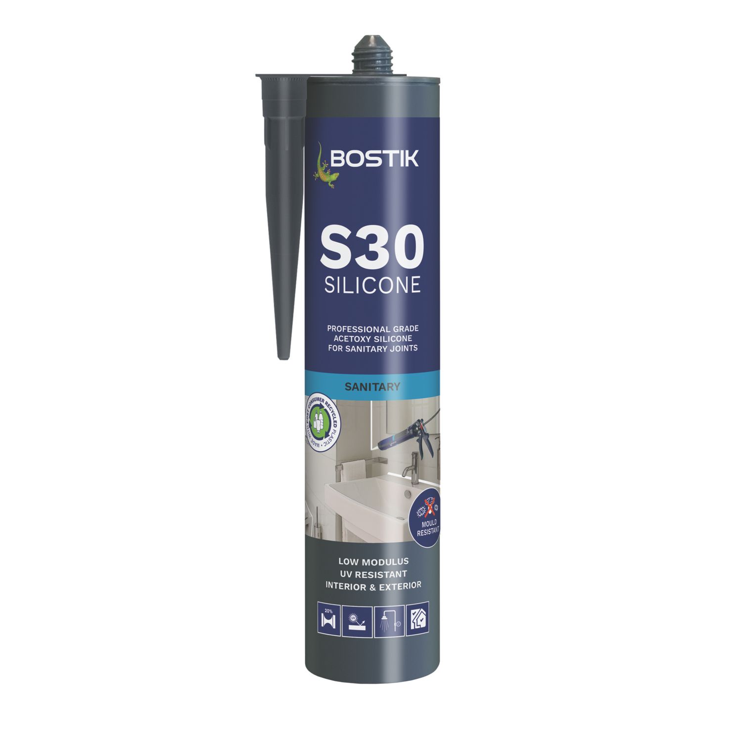 Bostik S30 Sanitary Silicone Sealant Grey 310ml (720JE)