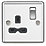 Knightsbridge  13A 1-Gang DP Switched Single Socket Polished Chrome  with Black Inserts