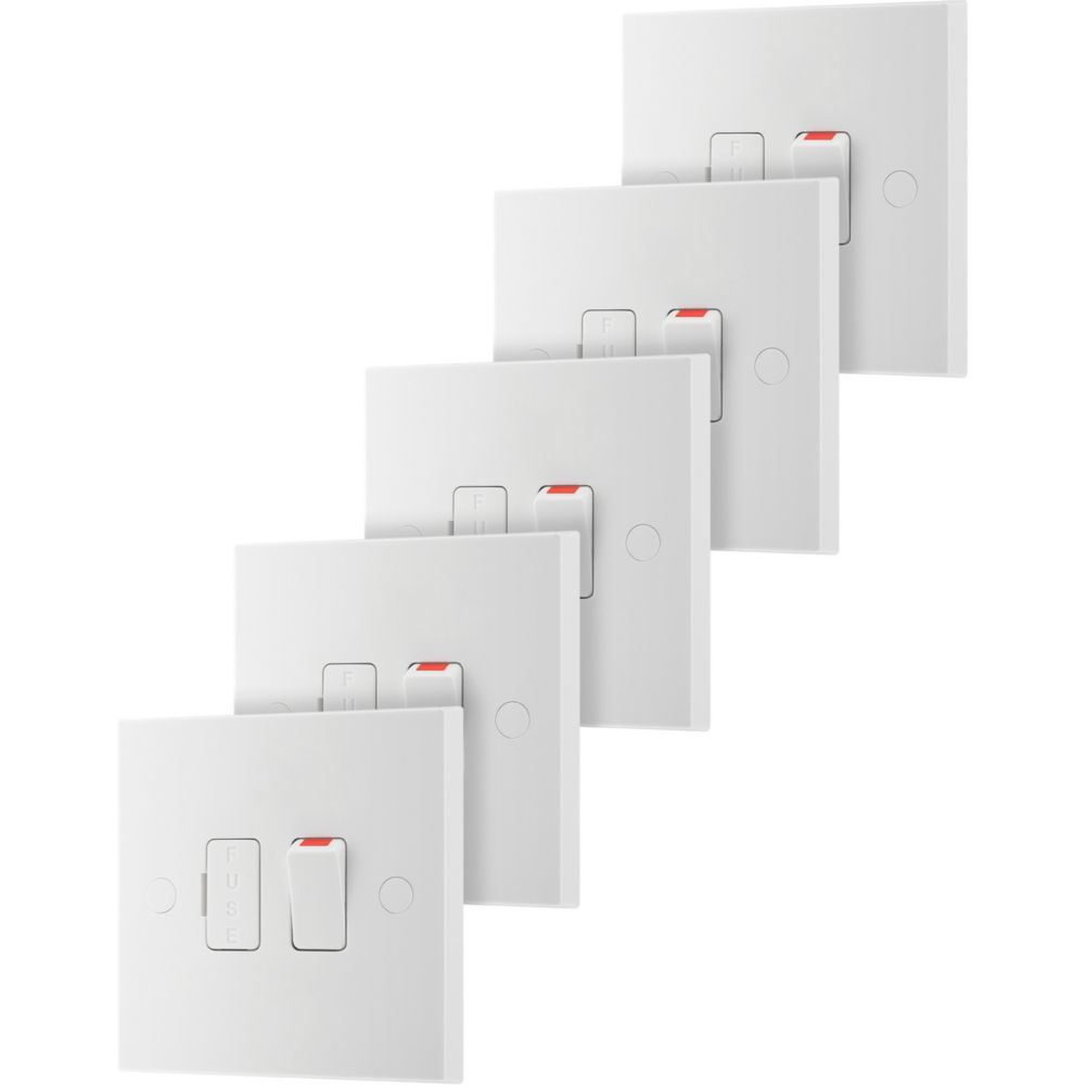 British General 900 Series 13A Switched Fused Spur & Flex Outlet  White  5 Pack