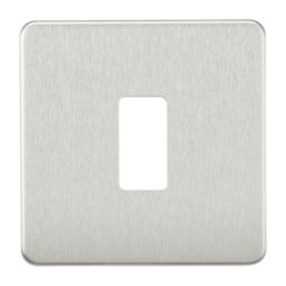 Knightsbridge  1-Module Grid Faceplate Brushed Chrome