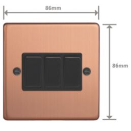 Varilight  10A 3-Gang 2-Way Light Switch  Brushed Copper