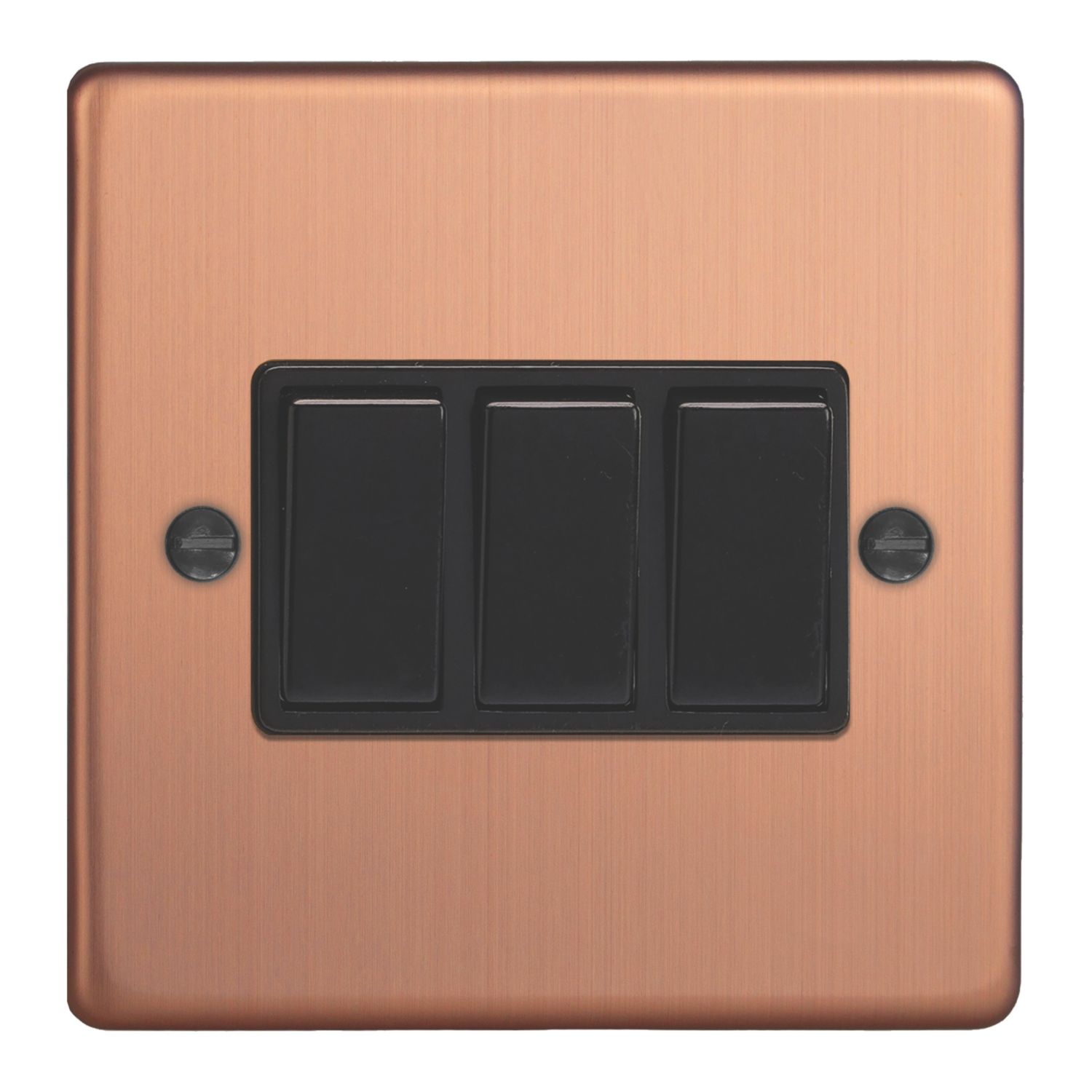 Varilight 10A 3-Gang 2-Way Light Switch Brushed Copper (721EA)