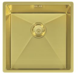ETAL Elite 1 Bowl Stainless Steel Inset / Undermount Kitchen Sink Brushed Brass 440mm x 205mm