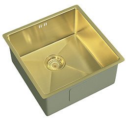ETAL Elite 1 Bowl Stainless Steel Inset / Undermount Kitchen Sink Brushed Brass 440mm x 205mm