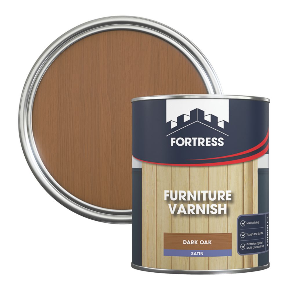 Fortress 750ml Dark Oak Satin WaterBased Interior Furniture Varnish