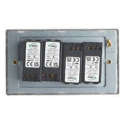 Contactum Lyric 4-Gang 2-Way LED Dimmer Switch  Brushed Steel