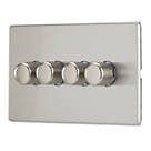 Contactum Lyric 4-Gang 2-Way LED Dimmer Switch  Brushed Steel