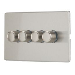 Contactum Lyric 4-Gang 2-Way LED Dimmer Switch  Brushed Steel