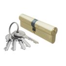 Smith & Locke Fire Rated 1 Star Double Double Cylinder Lock 50-50 (100mm) Polished Brass