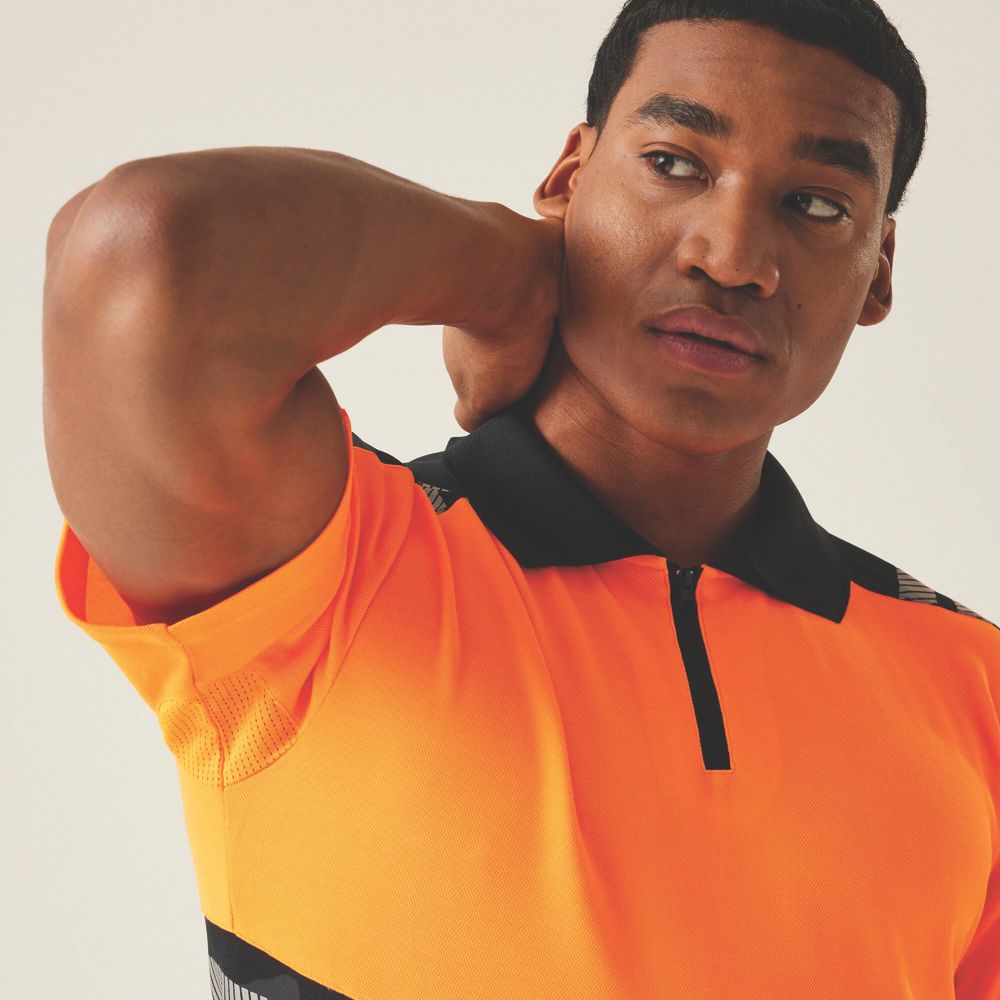 Regatta Hi-Vis X-Pro Polo Shirt Black/Orange Medium 40