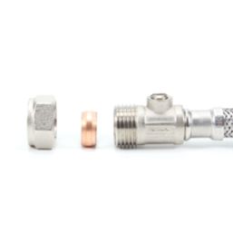 Essentials Flexible Tap Connector with Isolating Valve 15mm x 1/2" x 300mm