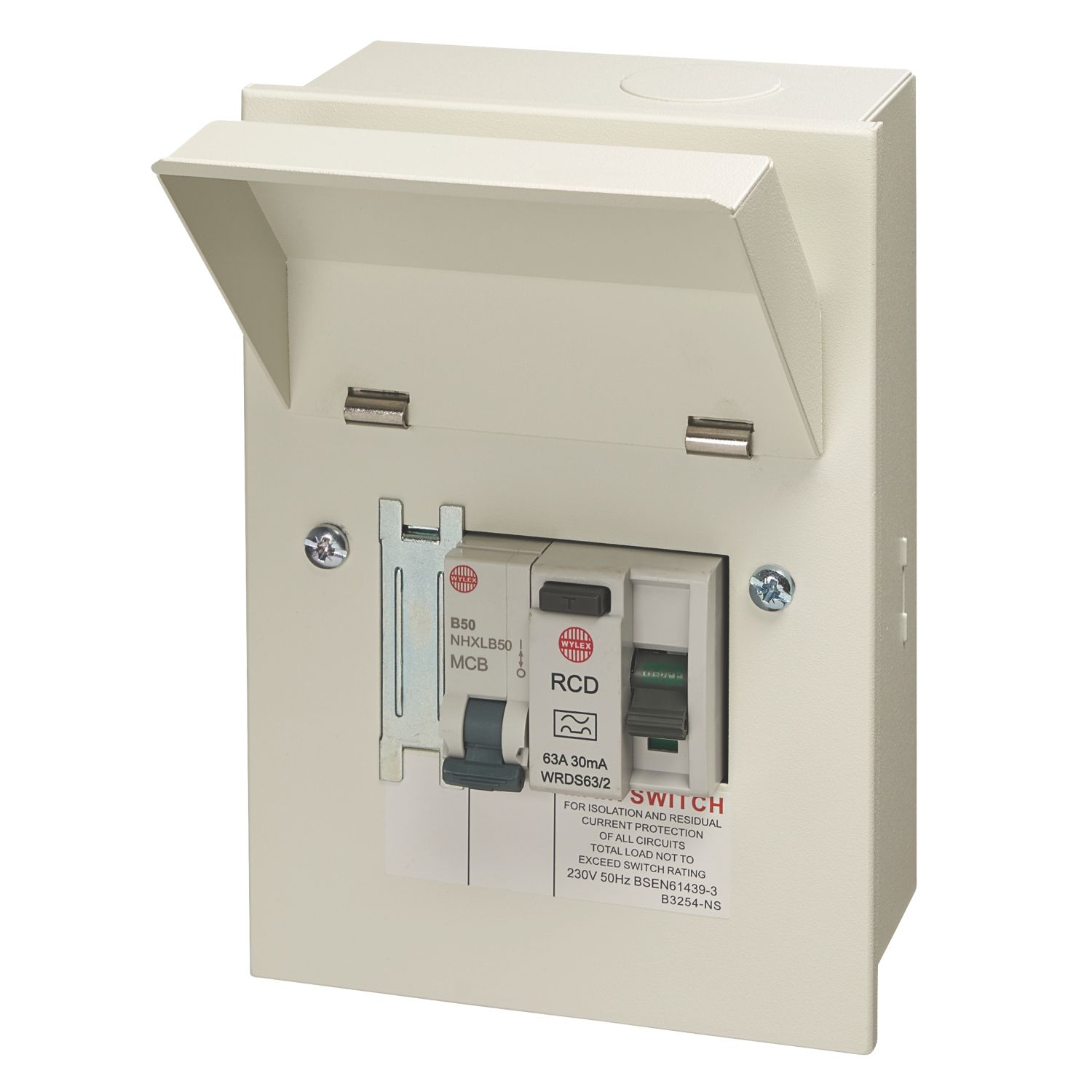Wylex 4-Module 1-Way Populated Shower Consumer Unit (722JK)