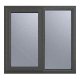 Crystal  Left-Hand Opening Obscure Triple-Glazed Casement Anthracite on White uPVC Window 1190mm x 1115mm