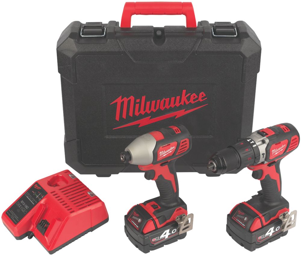 Milwaukee M18 BPP2Q-402C 18V 2 x 4.0Ah Li-Ion RedLithium Cordless Twin Pack  - Screwfix