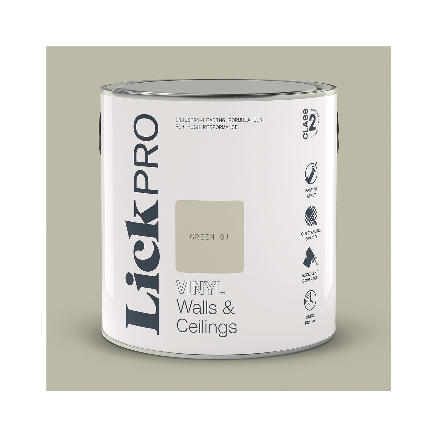 LickPro 2.5Ltr Green 01 Vinyl Matt Emulsion Paint (722TM)