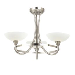 Quay Design Hayley LED 3-Light Semi-Flush Ceiling Light Satin Chrome 6W 200lm