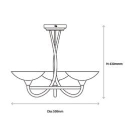 Quay Design Hayley LED 3-Light Semi-Flush Ceiling Light Satin Chrome 6W 200lm