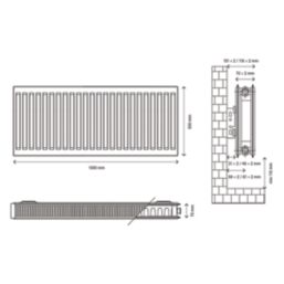 Flomasta 500mm x 1000mm 3920BTU White Type 21 Convector Radiator
