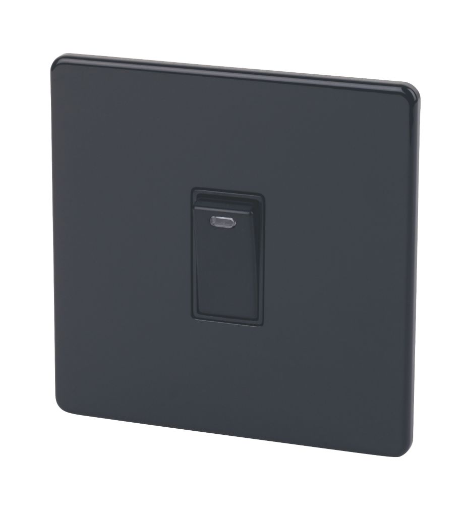 Varilight  20AX 1-Gang DP Control Switch Jet Black with Neon with Colour-Matched Inserts