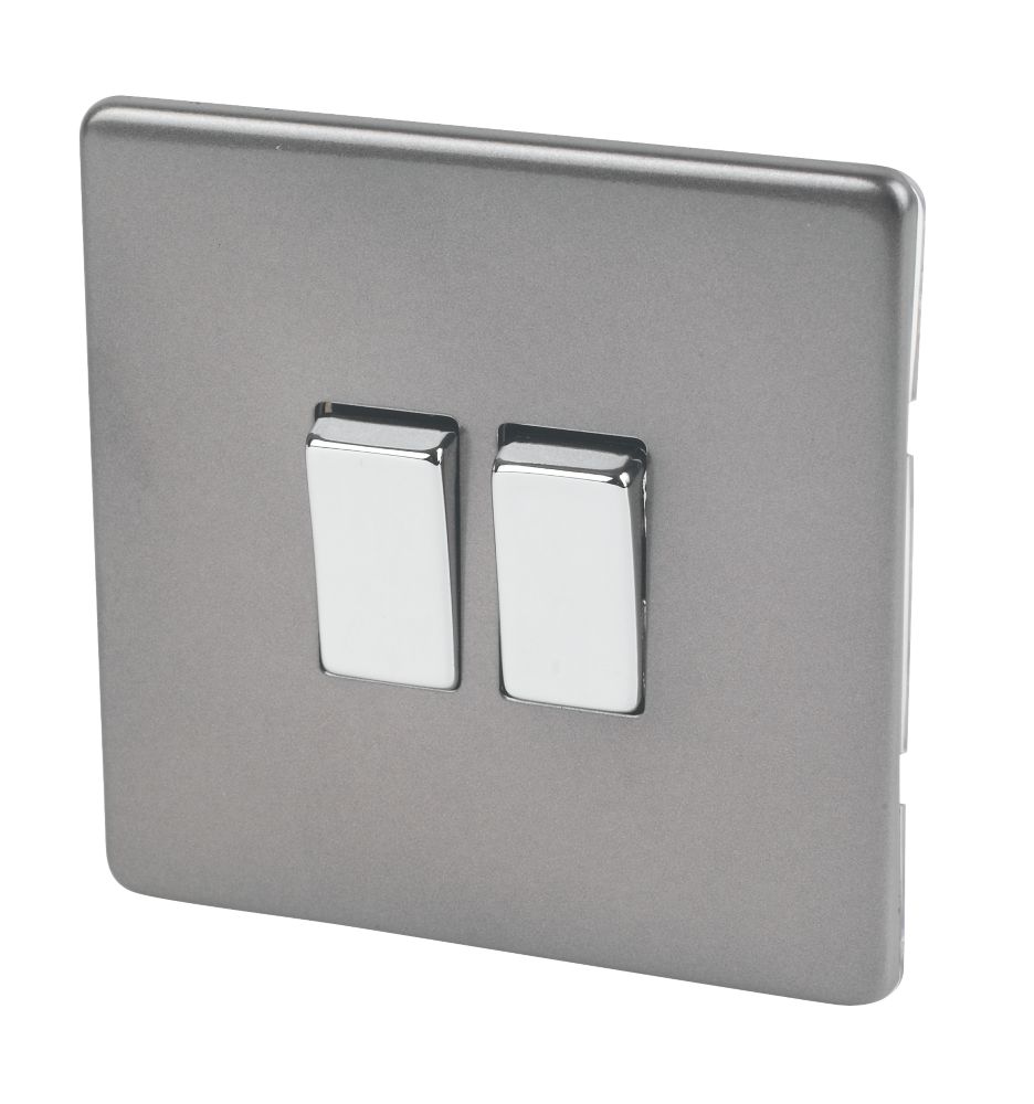 Varilight  10AX 2-Gang 2-Way Light Switch  Slate Grey
