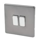 Varilight  10AX 2-Gang 2-Way Light Switch  Slate Grey