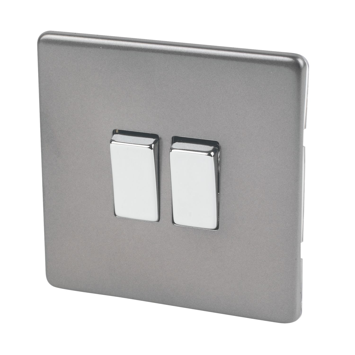 Varilight 10AX 2-Gang 2-Way Light Switch Slate Grey (72368)