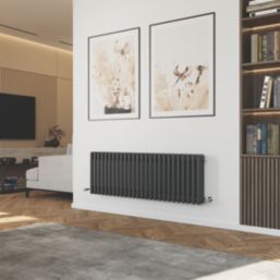 Azur 400mm x 1190mm 3583BTU Anthracite Horizontal 3 Column Radiator