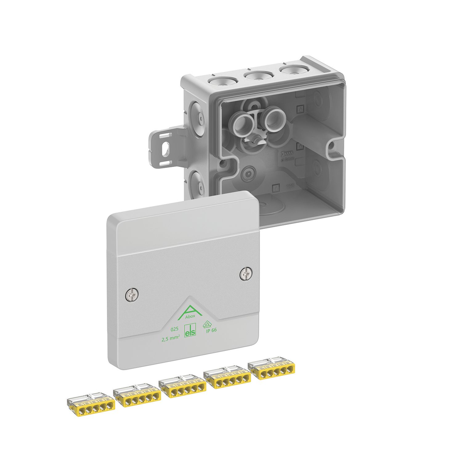 Spelsberg Grey IP66 24A 5-Terminal Weatherproof Outdoor Adaptable Junction Box 87mm x 52mm x 87mm (723EH)