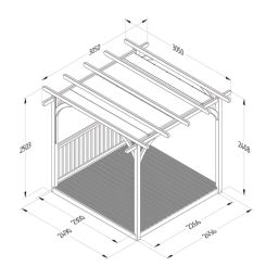 Forest Ultima 8' x 8' (Nominal) Flat Pergola & Decking Kit with 1 x Balustrade & Canopy